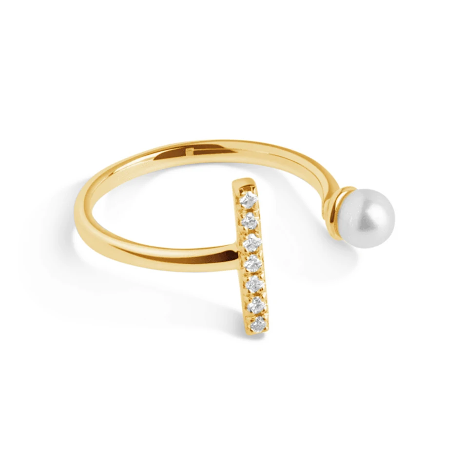

wholesale jewelry supply co 925 sterling silver jewelry 18k gold plated open pearl ring with white diamonds