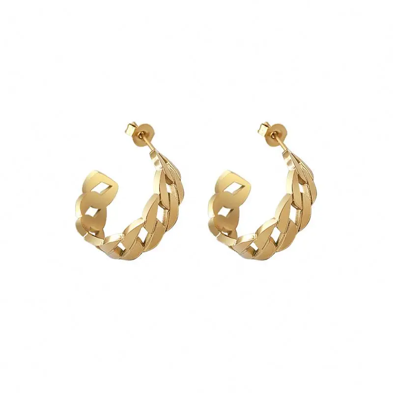 

Eico vintage retro big hoop gold chain food earring charms new designs stone earrings for women 2021, Gold/silver/picture