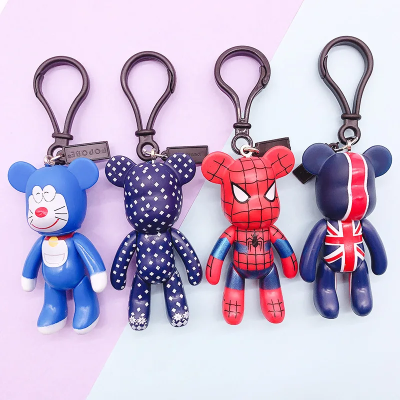 

Cool Luxury Brand Gloomy Bear Sprider-man Action Figure Doll Keychain Jewelry Strap Pendent, Colorful