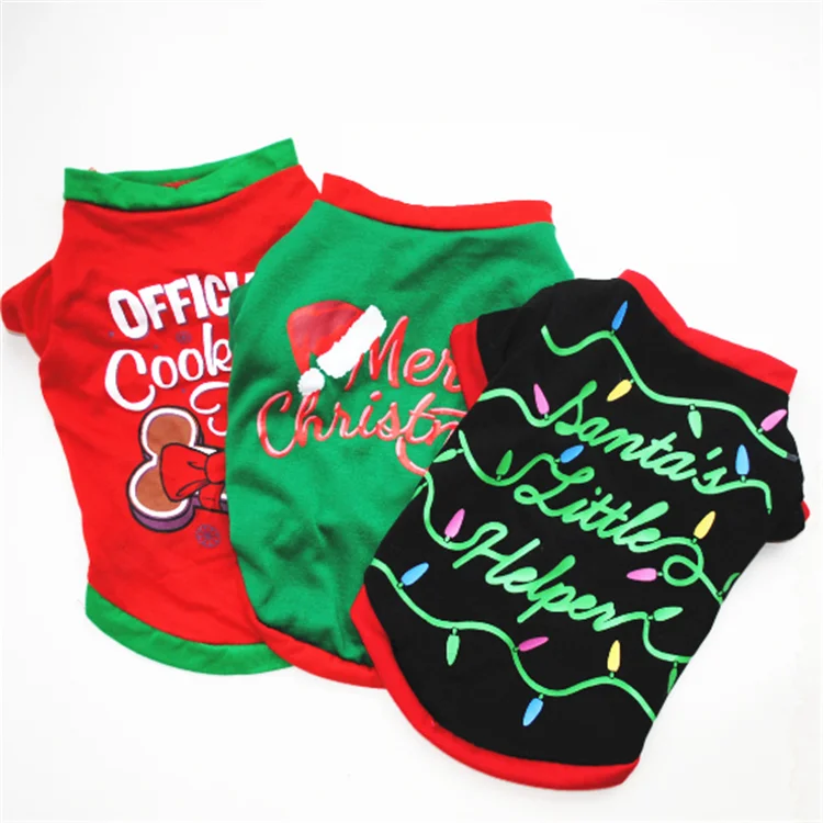 

Winter Coat Puppy Outfit Vest Clothes Cotton T-shirt Pet Supplies Dog Clothes Luxury Dog Fashions Christmas Pet Clothes, Red,green,black