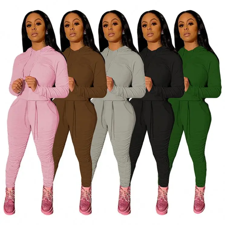 

L06243 Newest Design High Quality Fashion Clothing 2020 Winter Ladies Tracksuit 2 Women Two Piece Set