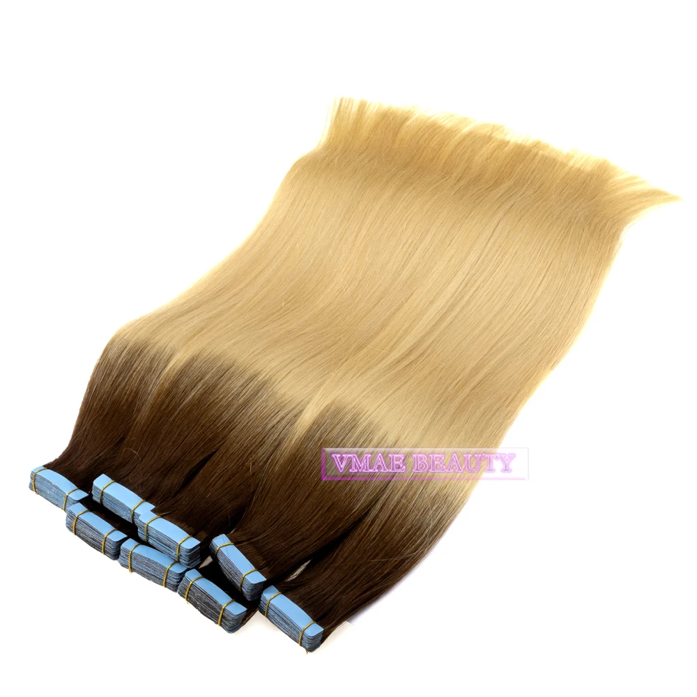 

VMAE Salon Shop 12A Double Drawn Virgin Human Hair 4# Root 60# End Ombre Hair Colored Tape in Hair Extension