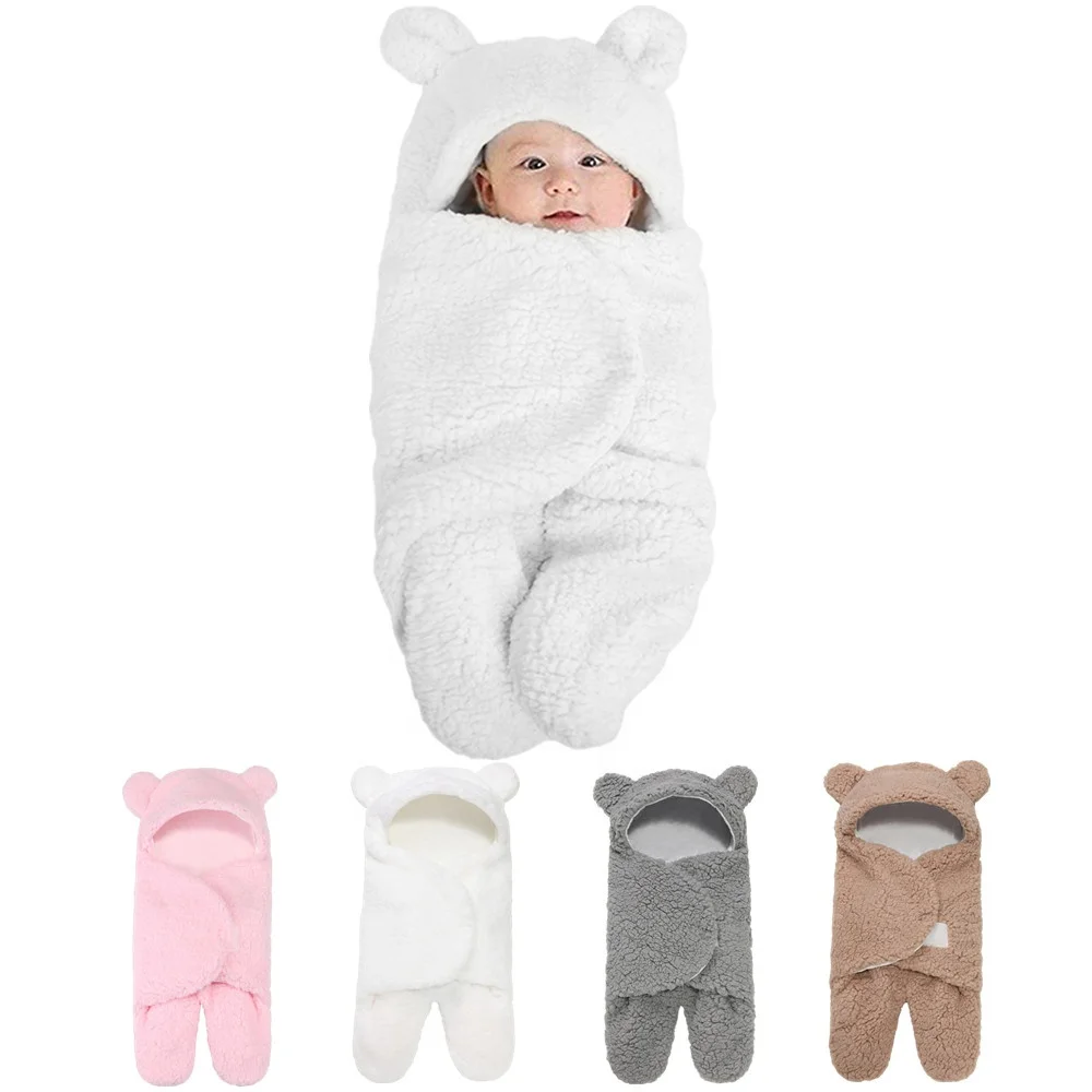 

Newborn Sleeping Wrap Swaddle Baby Cotton Plush Boys Girls Cute Receiving Blanket Sleeping Bag Sleep Sack (0-6 Month), Custom color