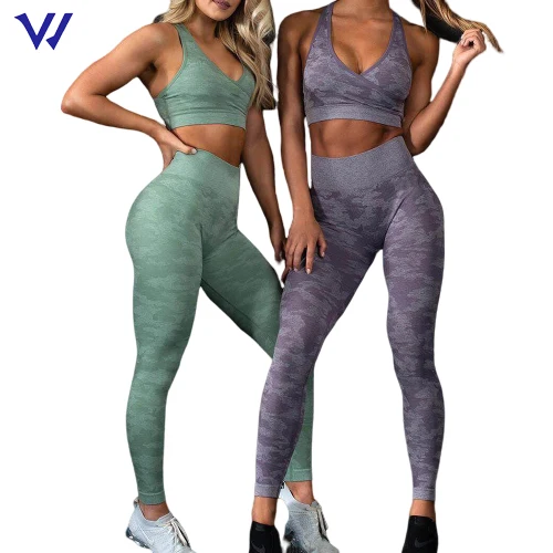 Women gym camouflage leggings set bra and yoga pants set fitness wear outfit sport wear seamless yoga set