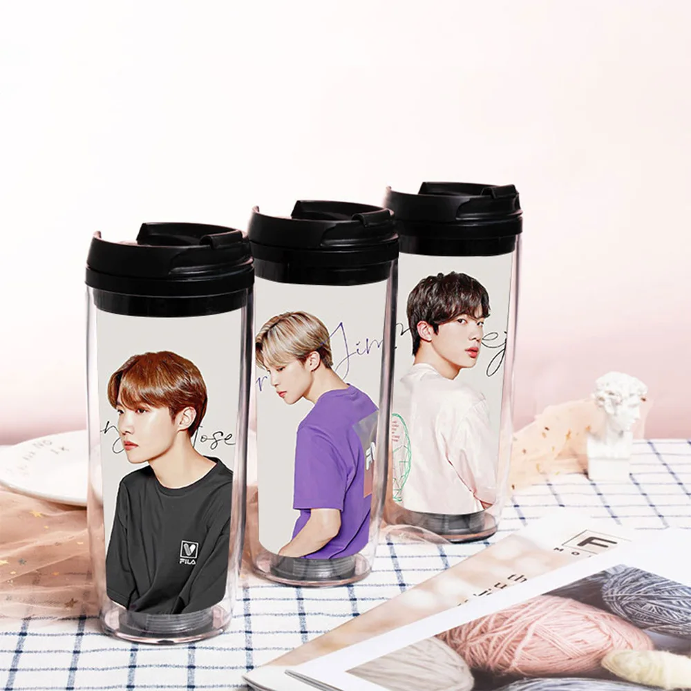 

Wholesale Kpop Idol Merchandise Bangtan Boys Double Insulation Cup Bt21 Curve Water Bottle, As picture shows