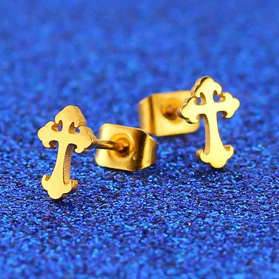 

Japan and South Korea titanium steel stainless steel cross earrings fashion personality earrings female jewelry