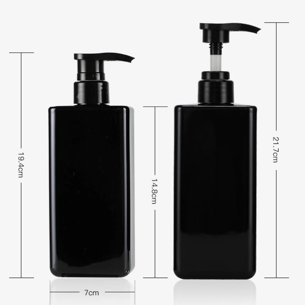Black Square Plastic Pet Lotion Shampoo Bottles 16 Oz With Pump For