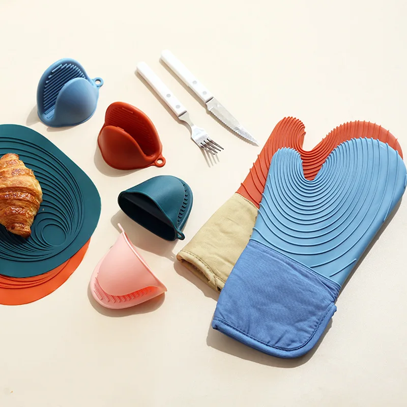 

Extra Long Thicken Silicone Cotton Lining Oven Mitts Mini Pinch Oven Mitts Pot Holder Set Baking Cooking Oven Mitt