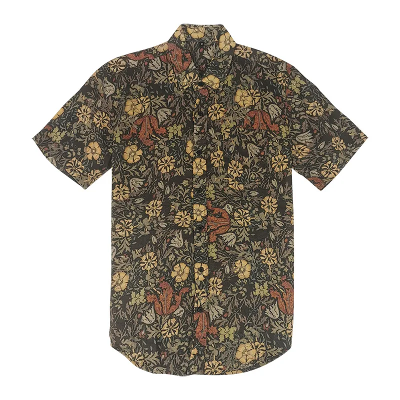 

Newest Custom Design Mens Hawaiian Shirt Vintage Color Floral Digital Printed Cotton Aloha Shirt For Men
