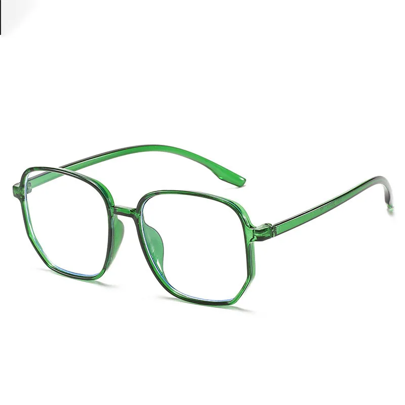 

Ins Fashion Big Frame PC Spectacles Frame Junseetech Women Anti blue Light Optical Glasses With AC Lens