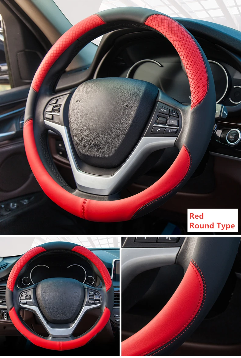 14.5-15 Inch Custom Decorative Microfiber Leather Steering Wheel Cover ...