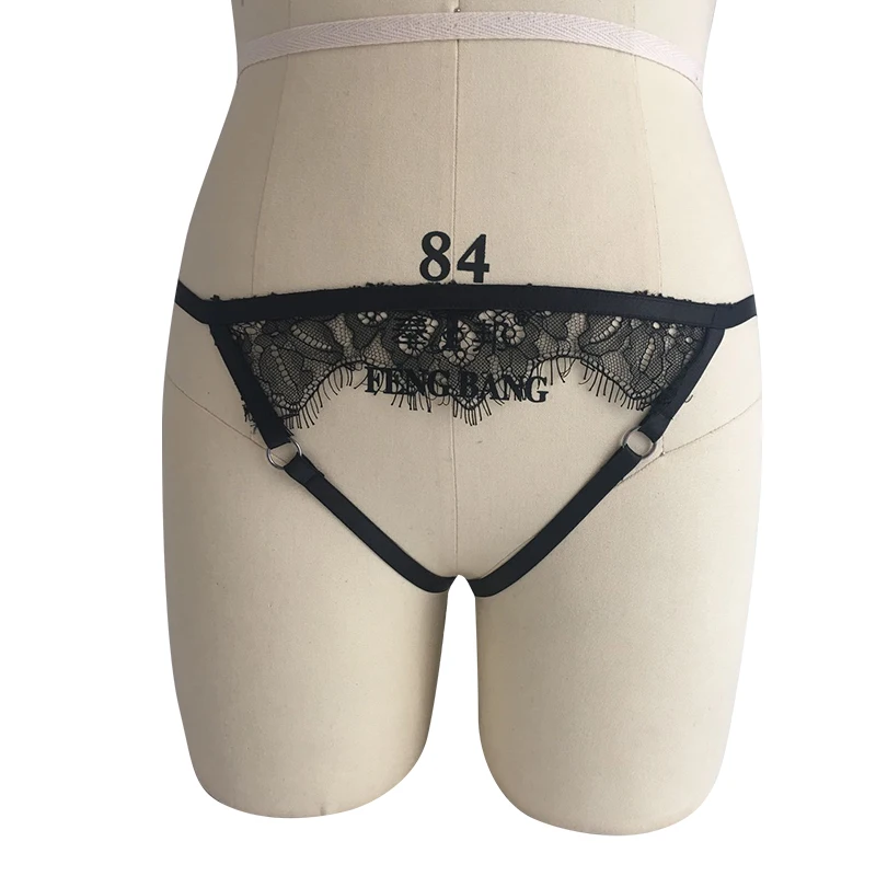 

plus size hot transparent mature OEM nude short Lace Bikini Sexy lady t Women Exotic Panties Hollow Bandage seamless underwear, Black