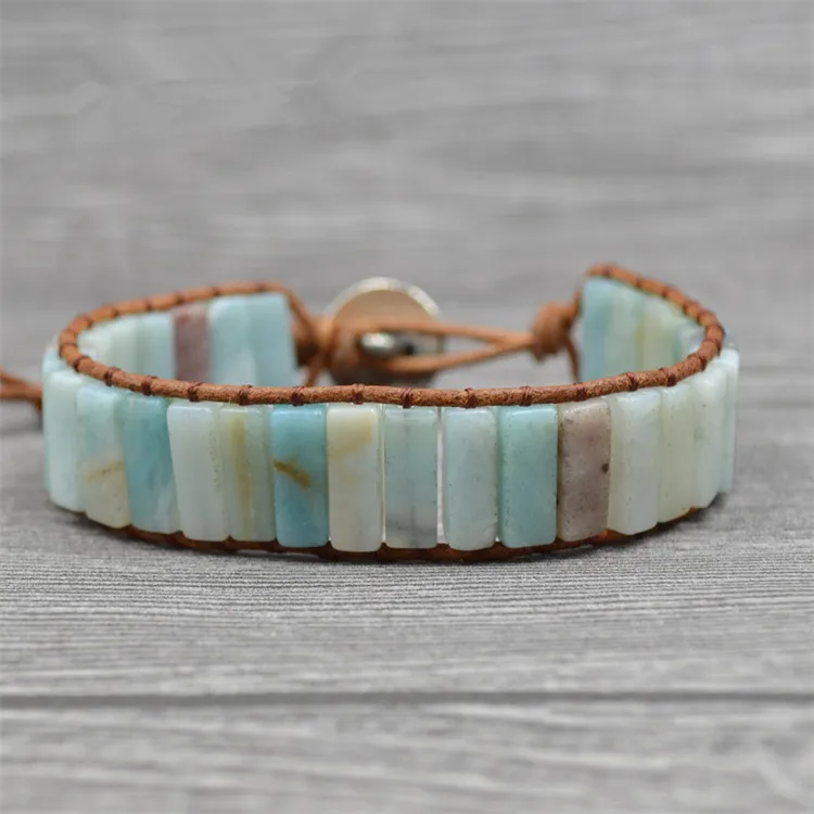 

Braided Wrap Bracelet Leather Tree Of Life Charm Natural Stone Charm Bracelet, Picture
