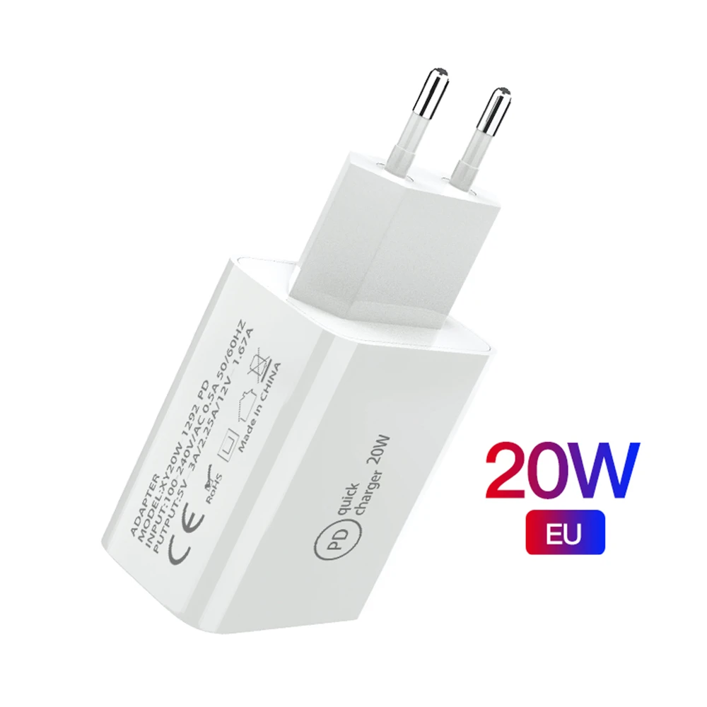 

USB C Mobile Phone Charger Fast Charger EU UK plug Wall Adapter supports PD 20W Fast Charger