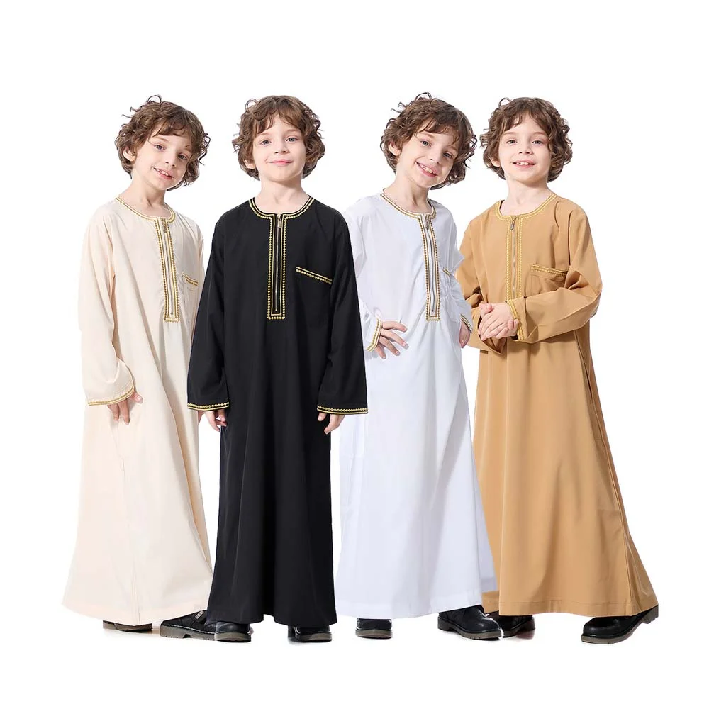 

Wholesale 2021 muslim kids clothes abaya prayer dresses african islamic clothing with long sleeves children abaya kids, 4 colors