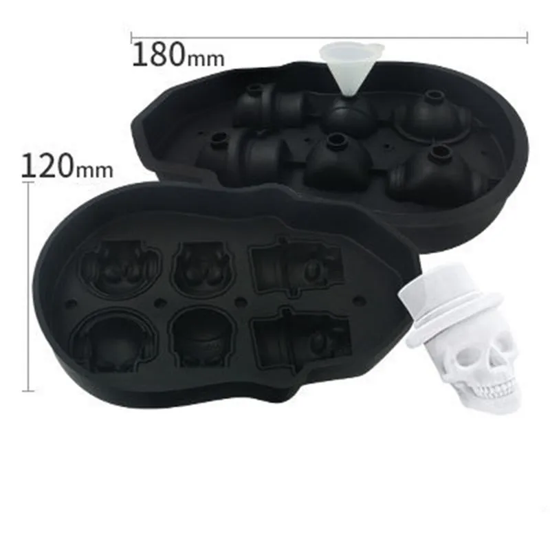 

0309 Human bones whiskey pumpkin ice cube silicone mold love ice cream cake decoration creative ice box, Black