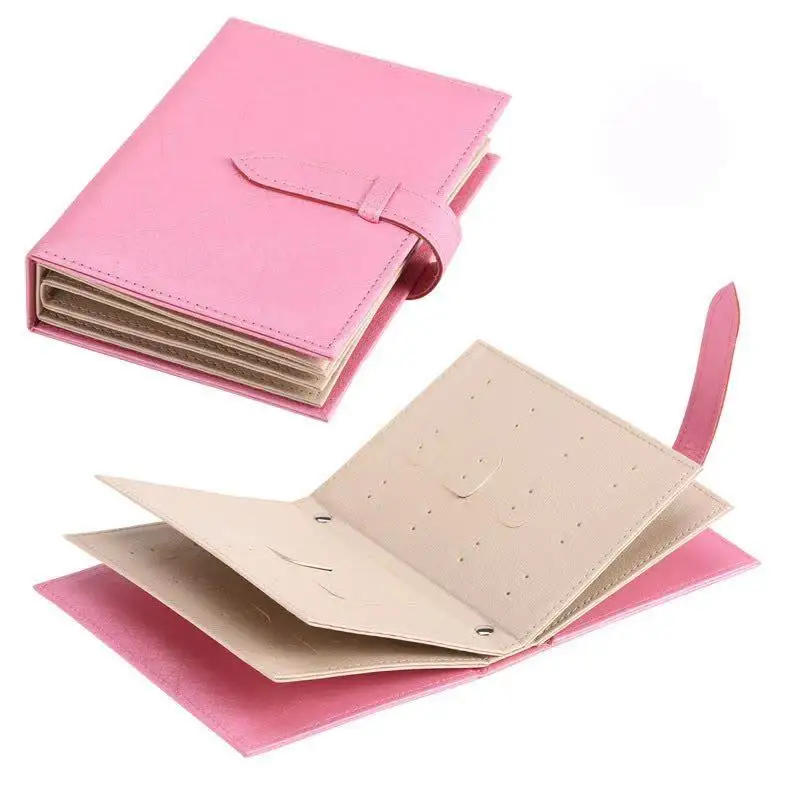 

PU leather storage stud earrings collection book girl earring board storage book earring jewelry storage book, Pink/white/black/blue