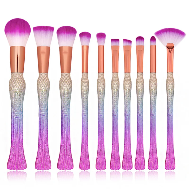 

10 Makeup Brushes Gradient Color Colorful Loose Powder Concealer Blush Eye Shadow High-Quality Professional Beauty Tools, Customized color