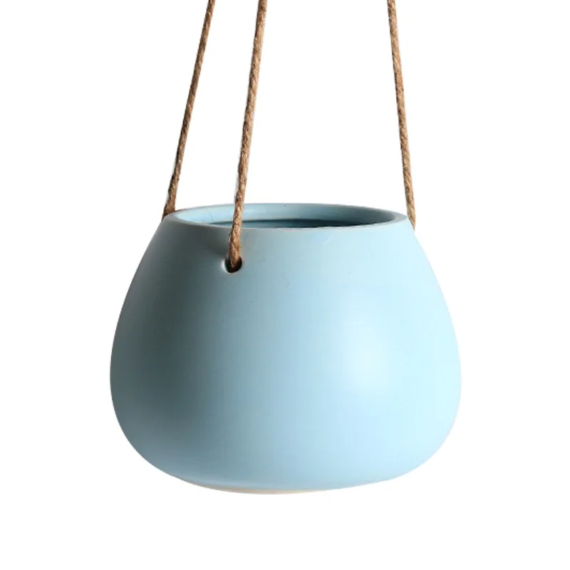 

color glazed cheap round shape ceramic hanging planters plant pots