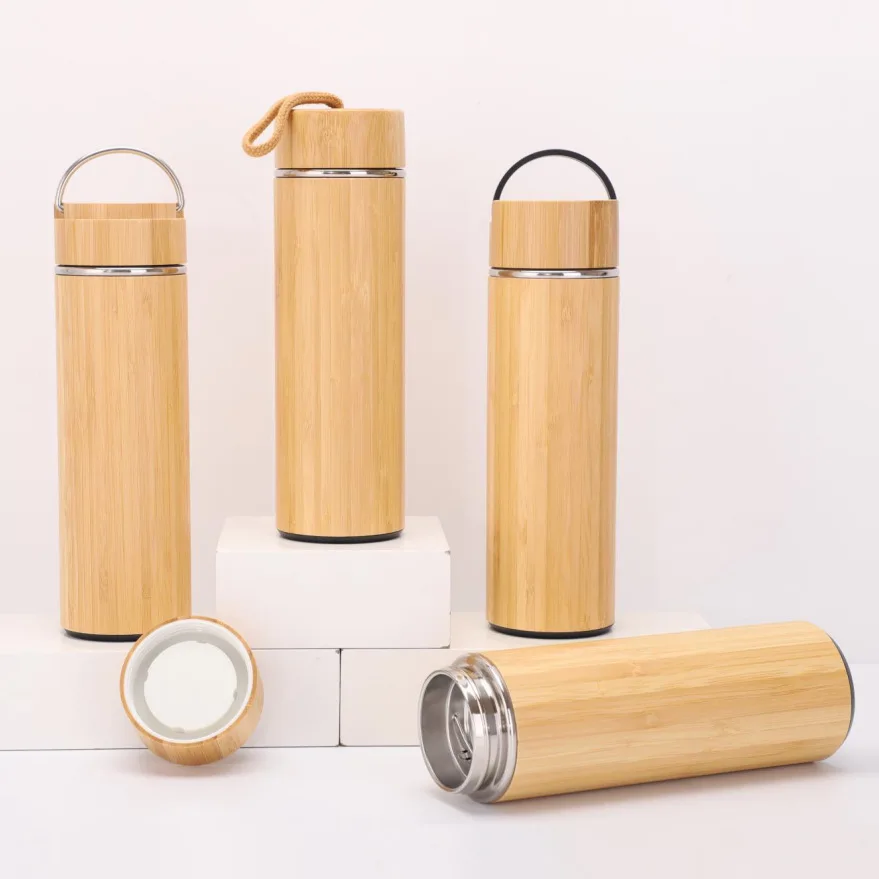 

portable stainless steel water bottle sports hot water bottles travel mug coffee tumbler 500ml bamboo tumbler with lids