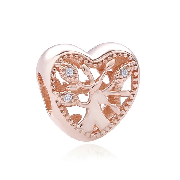 

China manufacturer exquisite rose gold plated openwork family tree heart charm, Silver