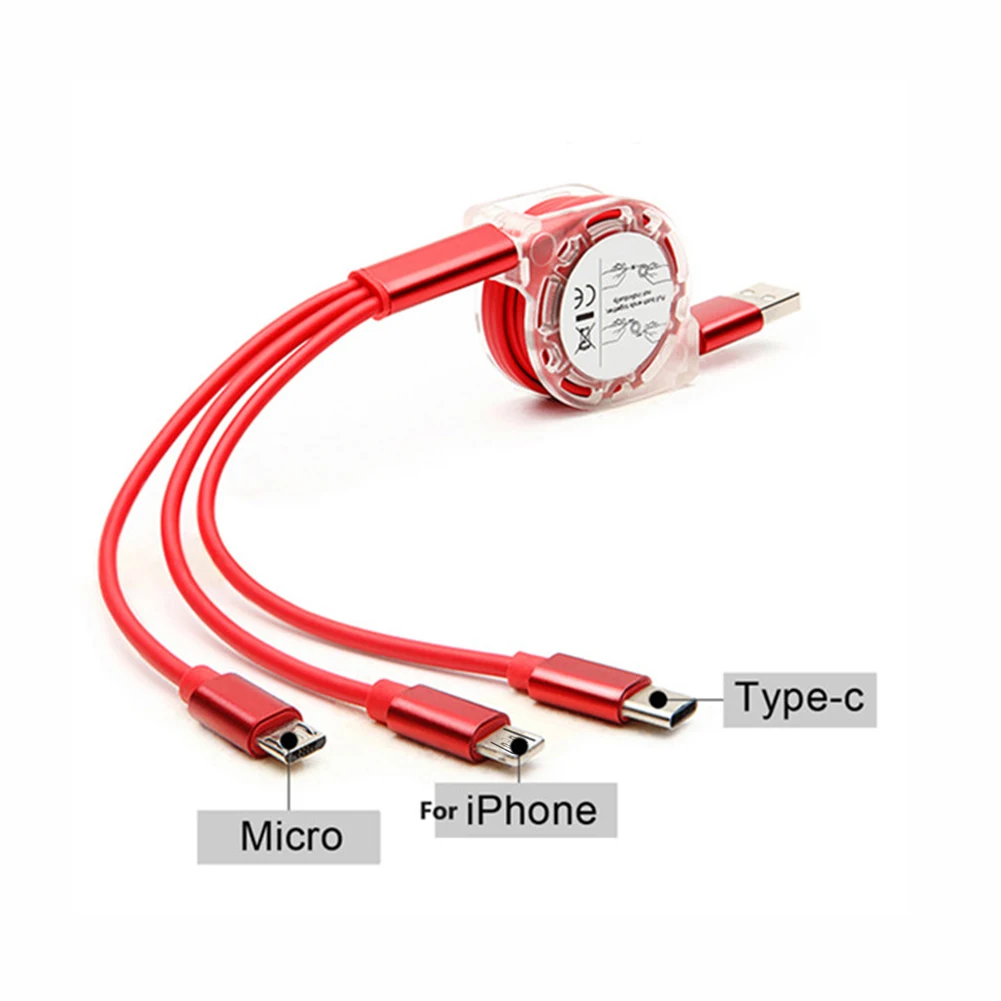 

Free Shipping Sample Universal Retractable 3in1 Multi Charging Charger Cable 3 In 1 Flexible Usb Cable For Mobile Phone, Red, blue, silver, black, pink
