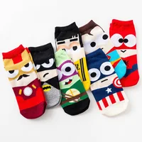 

Meias Fashion Cartoon Super Heros Patterned Short Funny Socks Cotton Invisible Ankle Low Cut marvel Socks for men