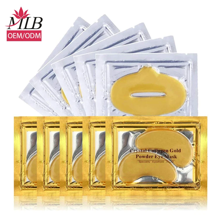 

Guangzhou cosmetic manufacturer OEM/ODM 24k eyelid patch gold crystal collagen eye mask and lip, Pure golden