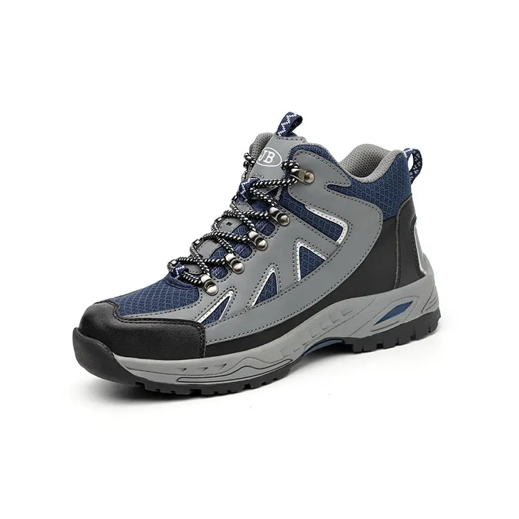 

Professional Made Steel Toe Non Slip Rubber Men High Cut Safety Shoes, Blue and grey