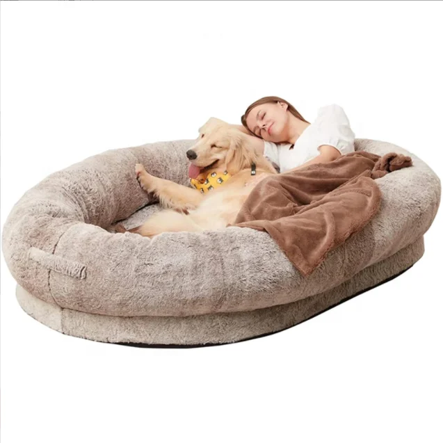 

Hot sale Foldable Faux Fur Washable Dog Bed For People Doze Off Orthopedic Dog Beds for Humans Size Fits You and Pets Bed
