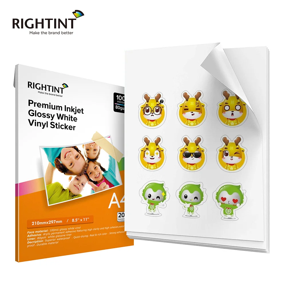 

Customized Self Adhesive Film Waterproof Glossy Sticker Paper Inkjet Self Adhesive 8.5*11 Inch Cosmetic Vinyl Custom Sticker