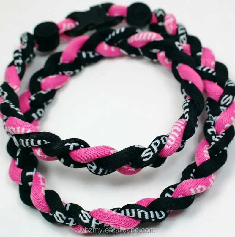 

Custom Multi Colors Sports Braided Titanium Baseball Necklace