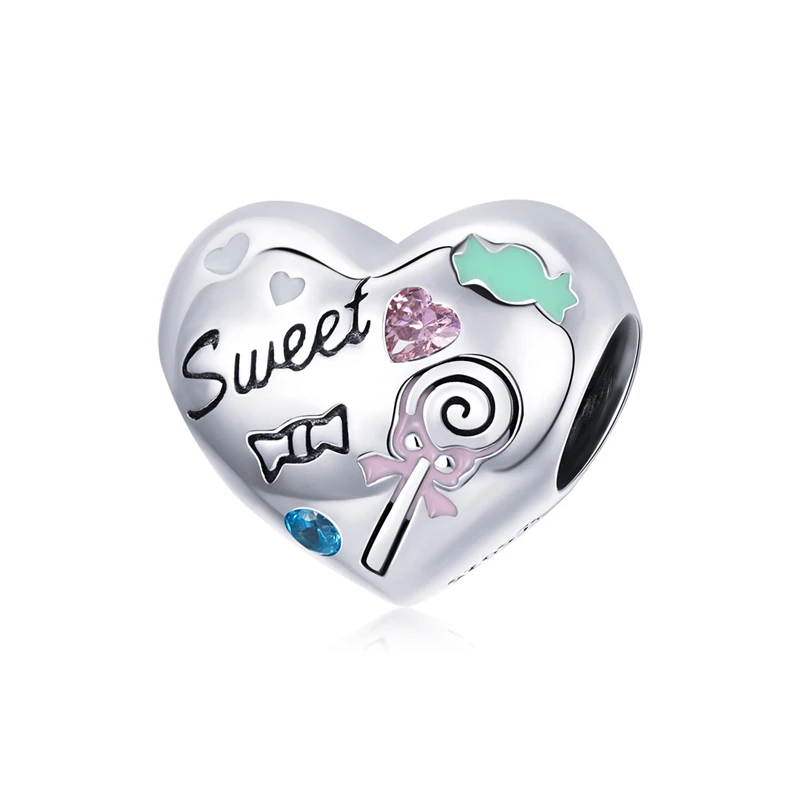 

SCC1767 Sweet candy 925 sterling silver heart shape jewelry charms