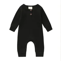 

New Spring Autumn Newborn Infant Baby Girl Boy Ribbed Bodysuit One-Pieces Solid Jumpsuit Long Sleeve Sunsuit