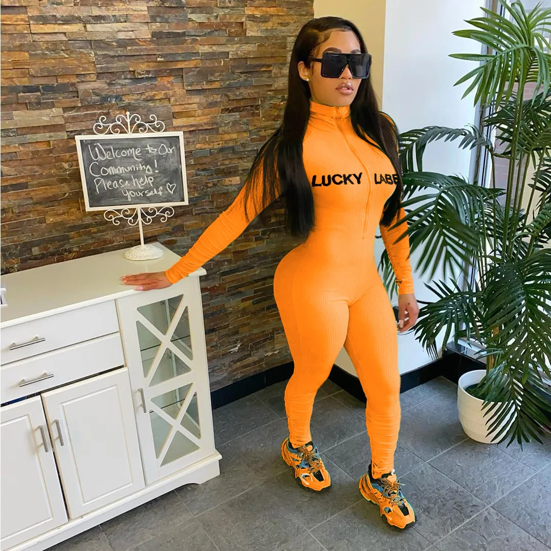 

Fall lucky label sexy club wear long sleeve jumpsuit women