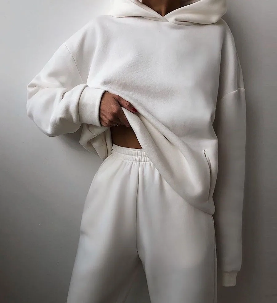 

High quality women plus size sweaters cotton clothing jogging suits wholesale Sweat Suit 2 Pieces girls' clothing sets, 4 colors sweat suit