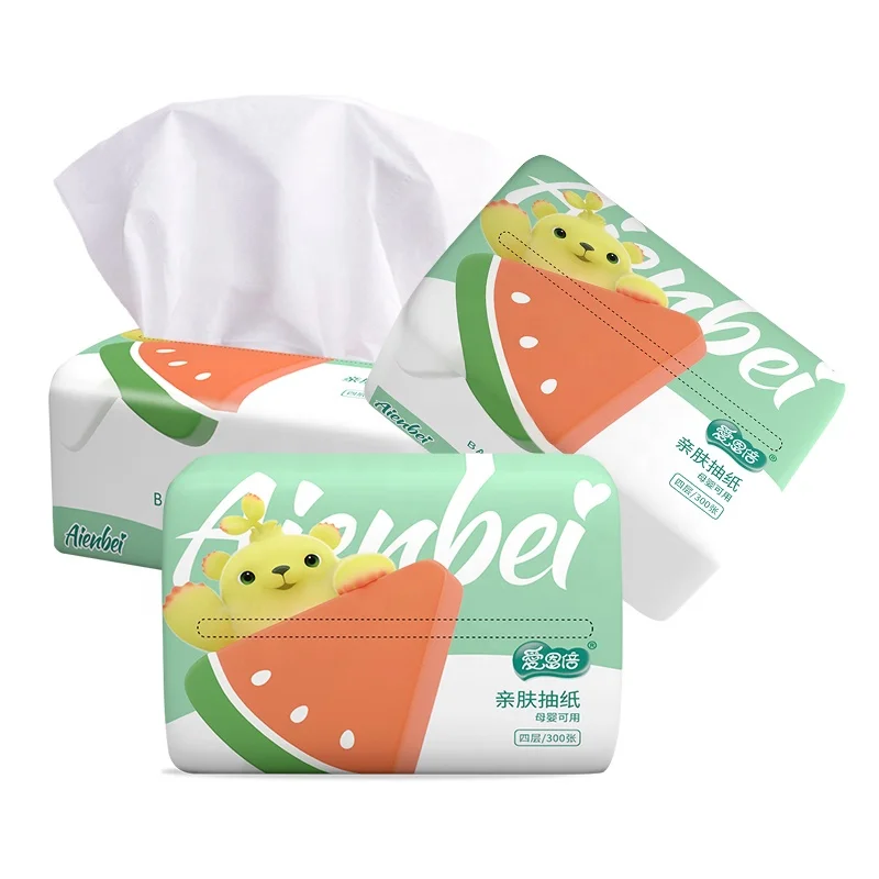 

Wholesale 4 PLY 300 Count Baby Cotton Facial Tissues Paper Facial Tissue