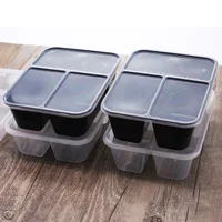 

transparent rectangular take away meal box with 3 compartments disposable plastic food box for meal fast food