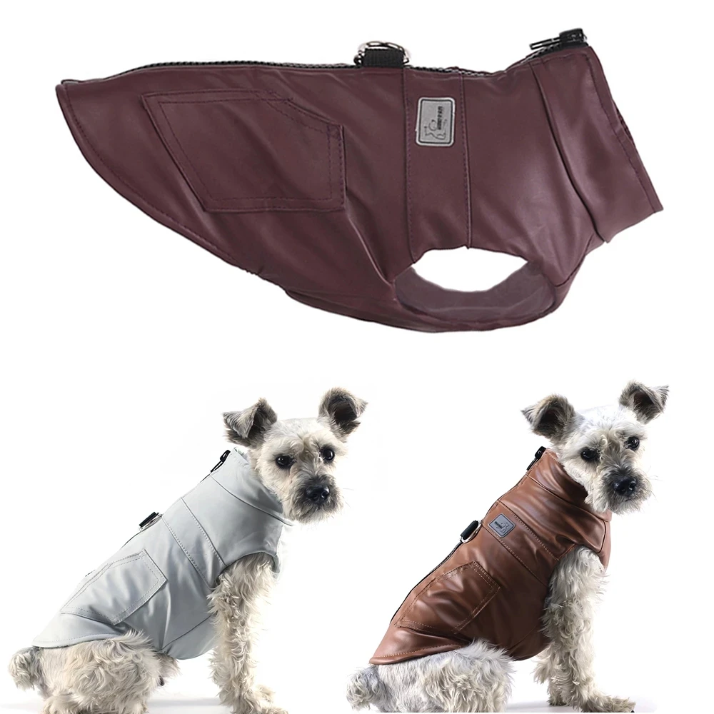 

Waterproof PU Leather Pet Dog Jacket Winter Warm Dog Clothes For Small Dogs Thicken Puppy Clothing Chihuahua Vest Teddy Pug Coat