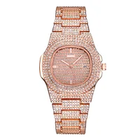 

Women Watches Luxury Iced Out Watch Gold Rhinestone Diamond Watch Square Quartz Waterproof Wristwatch Relogio Masculino