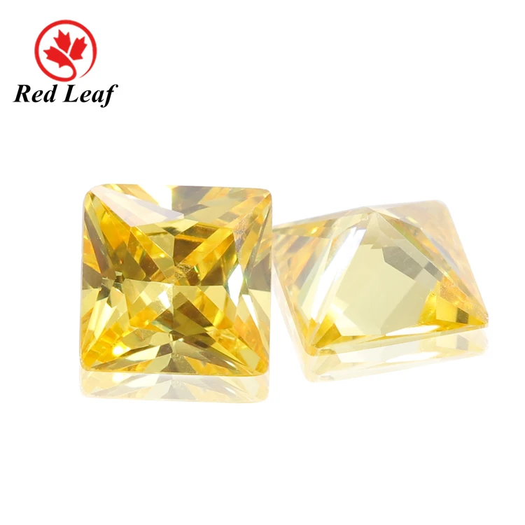 

Redleaf Jewerly Golder Yellow Square 5A Synthetic Zircon Stone Gems Cubic Zirconia