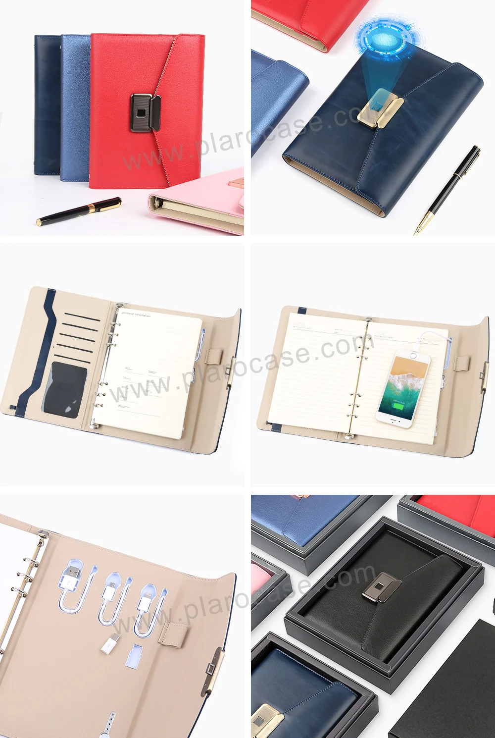 A5 Pu Leather Intelligent Fingerprint Lock Diary With Power Bank Buy