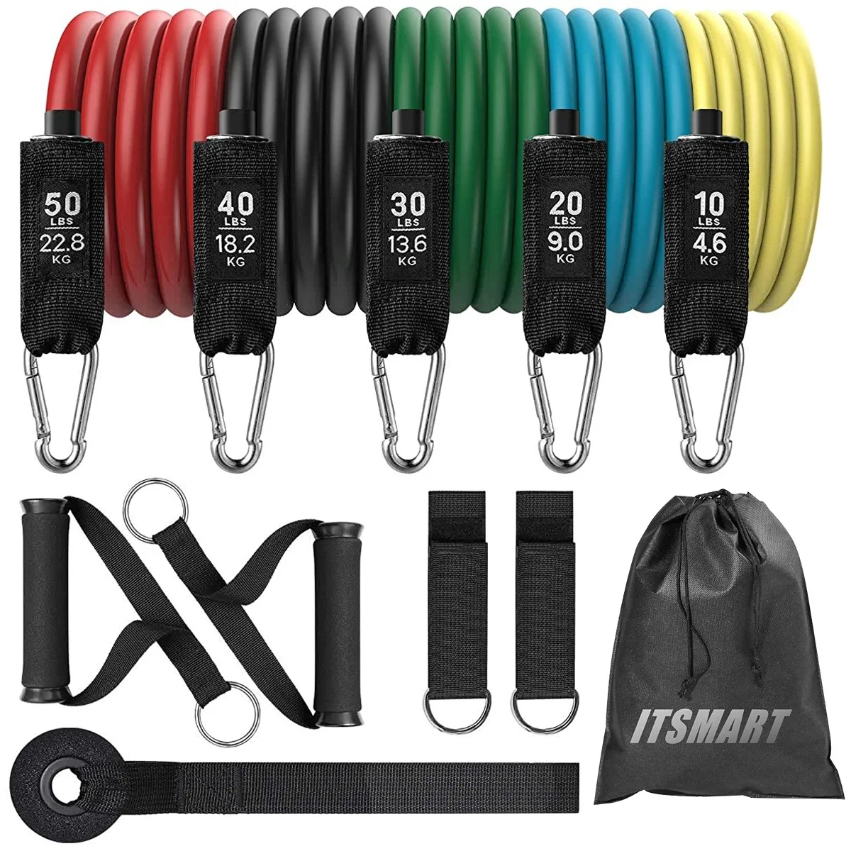 

11Pcs/Set Fitness TPE Resistance Bands Exercise Tubes strenging Training custom resistance exercise band, Green blue yellow red black