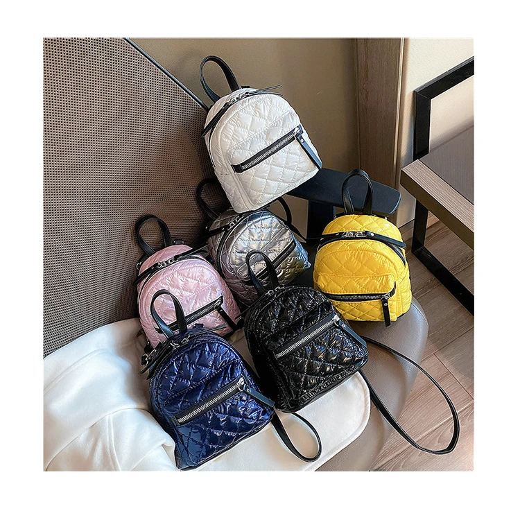 

INS Hot Diamonds Lattice Mini Backpack Simple Casual Small School Bag Handbags Women Quilted Back Packs For Travel Female Totes