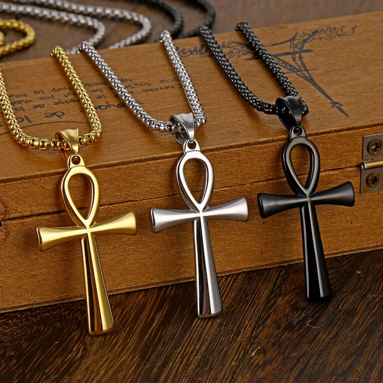 

wholesale Ankh Cross Charm Pendant Egyptian Key of Life Pendant necklace stainless steel cheap gold cross pendant