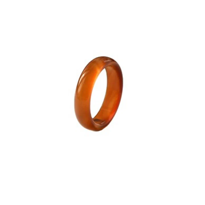 

Fashion Smooth Round Donut Rings Gemstone Rings Natural Carnelian Crystal Rings for Women, As picture shows