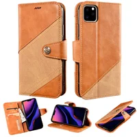 

Contrast color Splicing restoring ancient PU Leather For iphone 11 pro max Luxurious Stands Flip insert card phone case cover