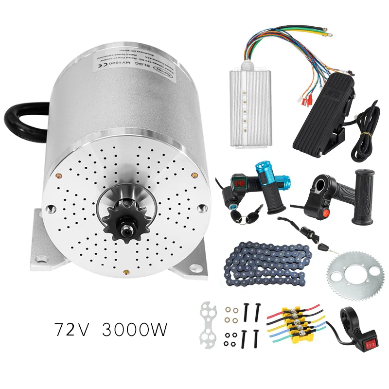 

MY1020 72V 3000W High Speed Electric Brushless Motor Upgraded Version for Electric Kart Modification