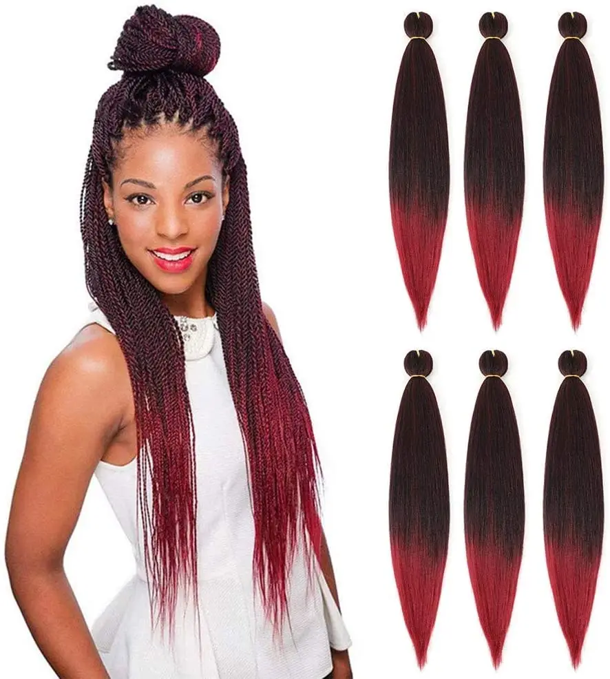 

EZ Braids For African Women Three Tone Color EZ Braiding Hair Extensions Low Temperature Fiber Synthetic Crochet Hair 26 Inches