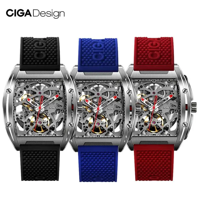 

CIGA Design CIGA Watch Z Series Watch Barrel Type Double-Sided Hollow Automatic Skeleton Mechanical Men's Waterproof Watch Black, Black, silver